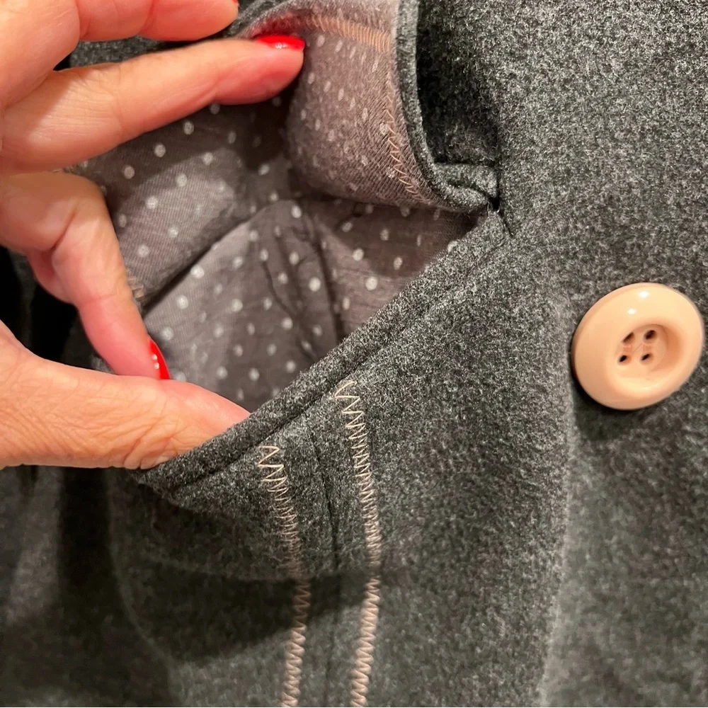 Anthropologie x ettwa Dark Gray Double Breasted Cropped jacket size 2